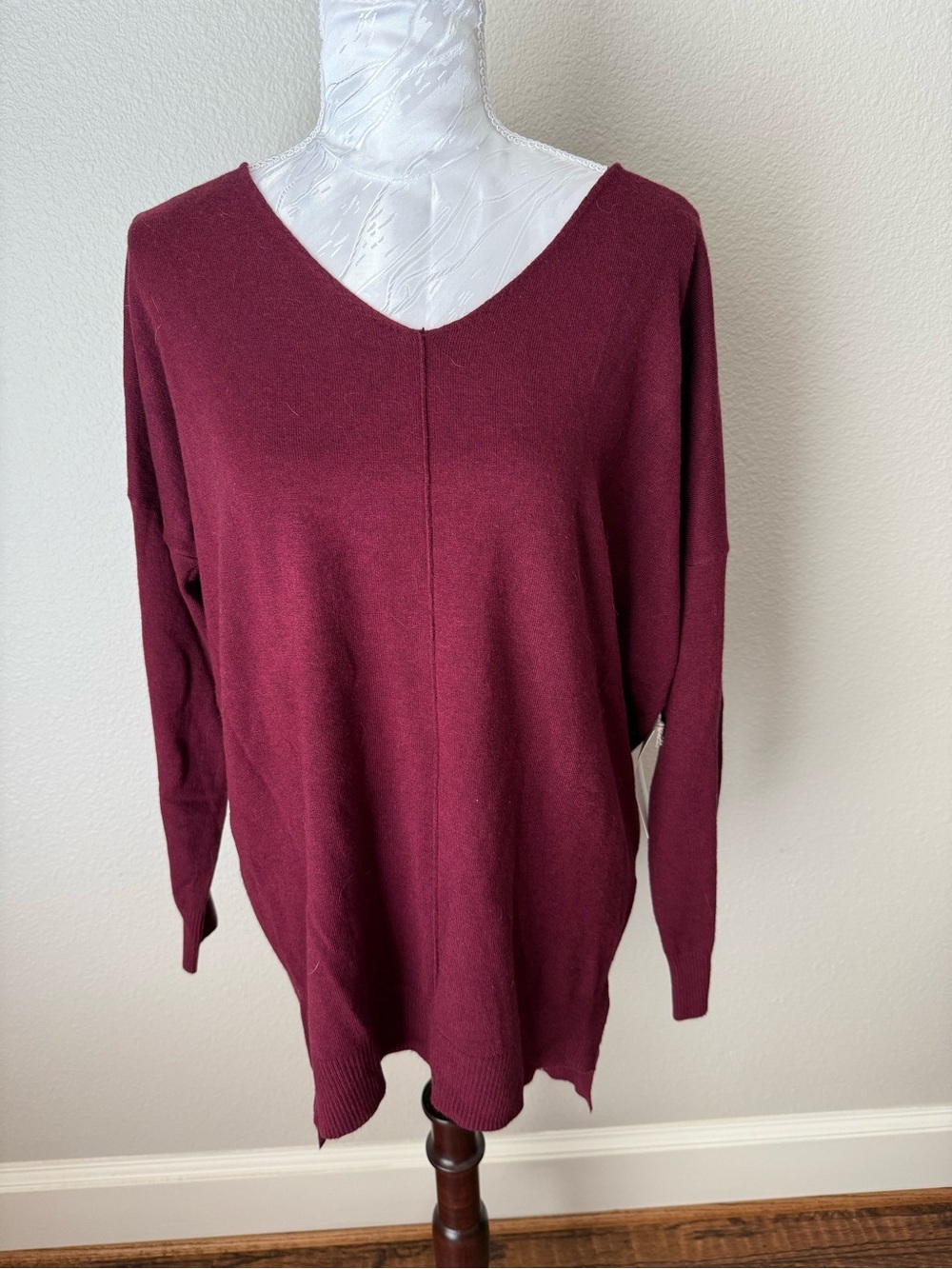 Dreamers V-Neck Oversized Sweater - Wine